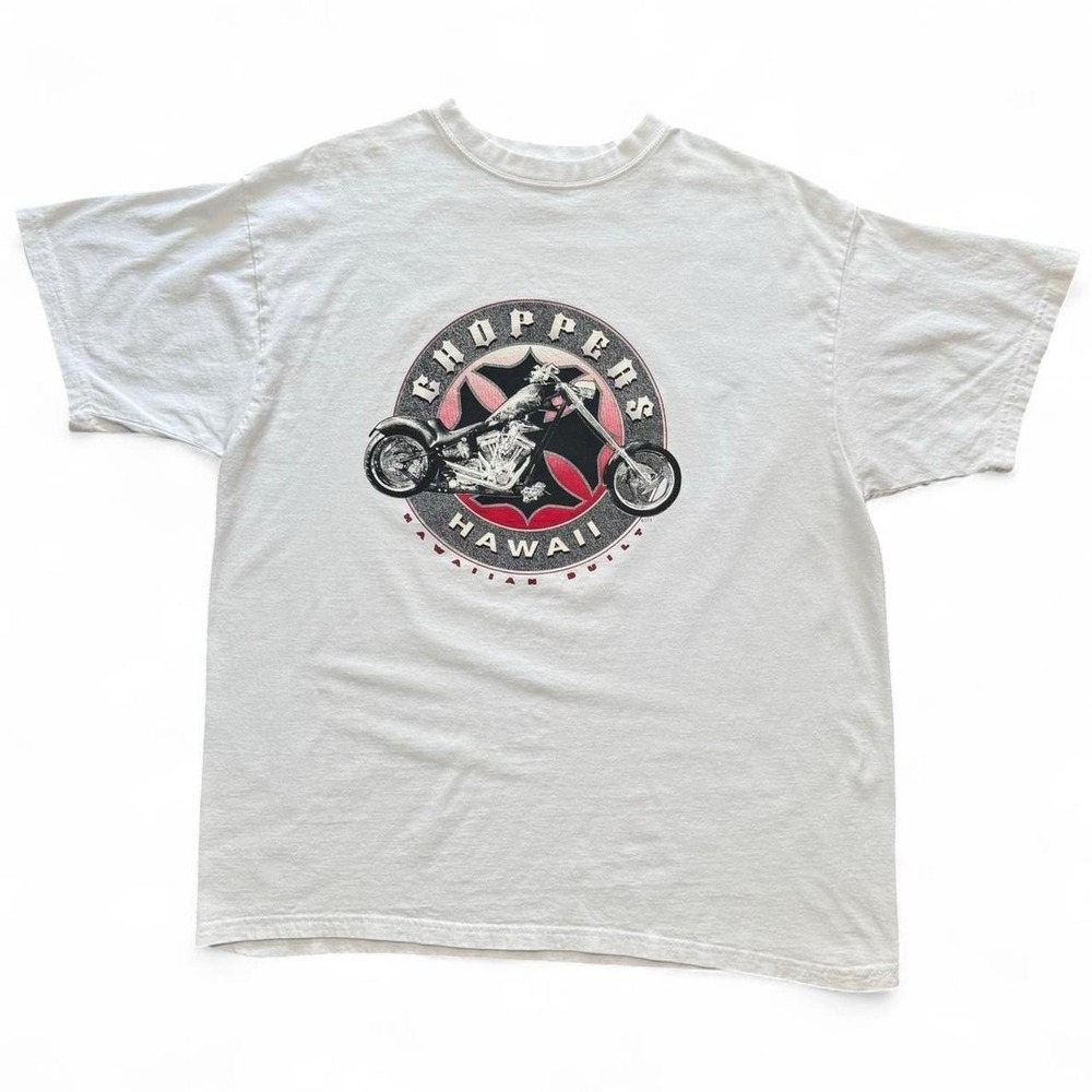 Vintage Y2K Choppers Hawaii Biker Motorcyle T-shirt L/XL 22.5x28
